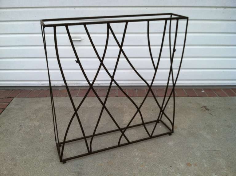 Console table in a very interesting design.No top,Will be perfect under glass or marble top.