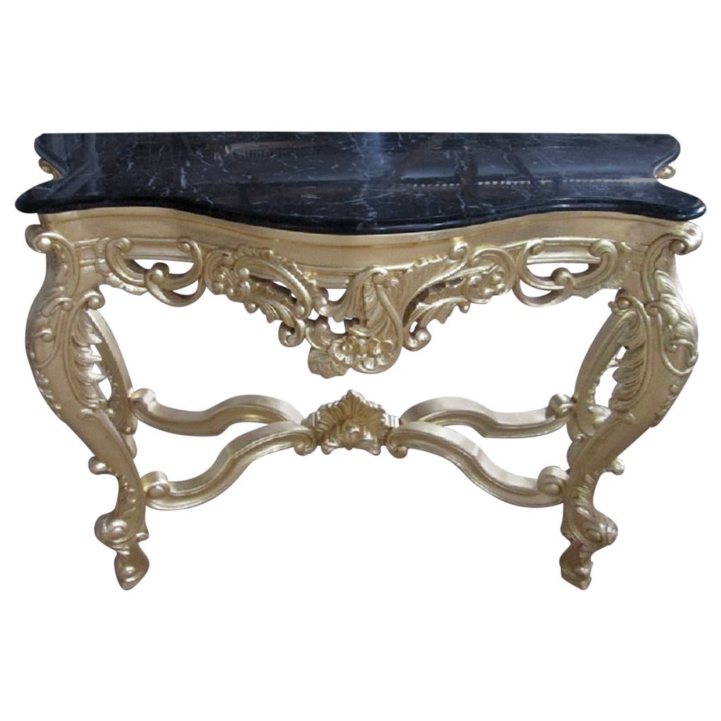 Console Table, French Louis XV Rococo Style Console Table