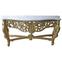 French Console, Large French Louis XV Rococo Style Console Table