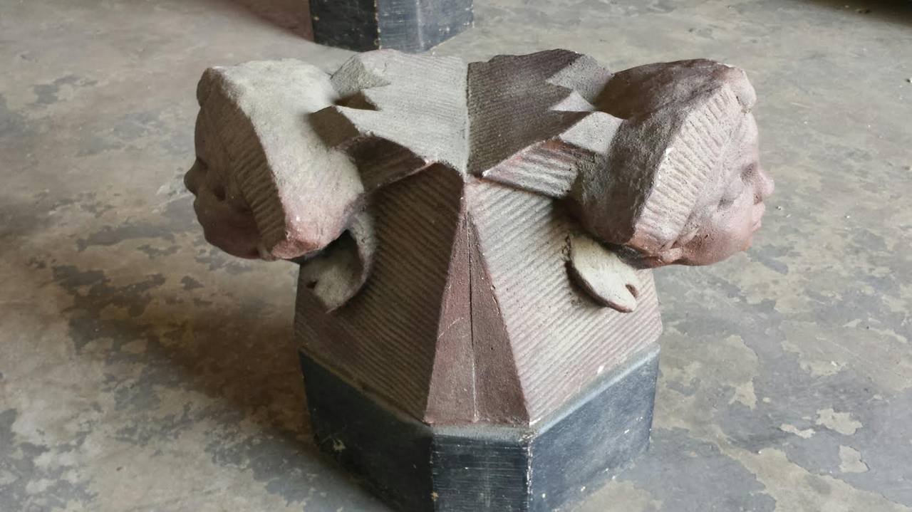 Coffee Table, Pair Architectural Angel's Heads Coffee Table Bases