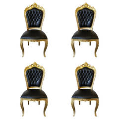 Set of Four French Louis  XV Rococo Style Dining Chairs