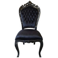 French Louis XV Rococo Style Desk Chair in Black