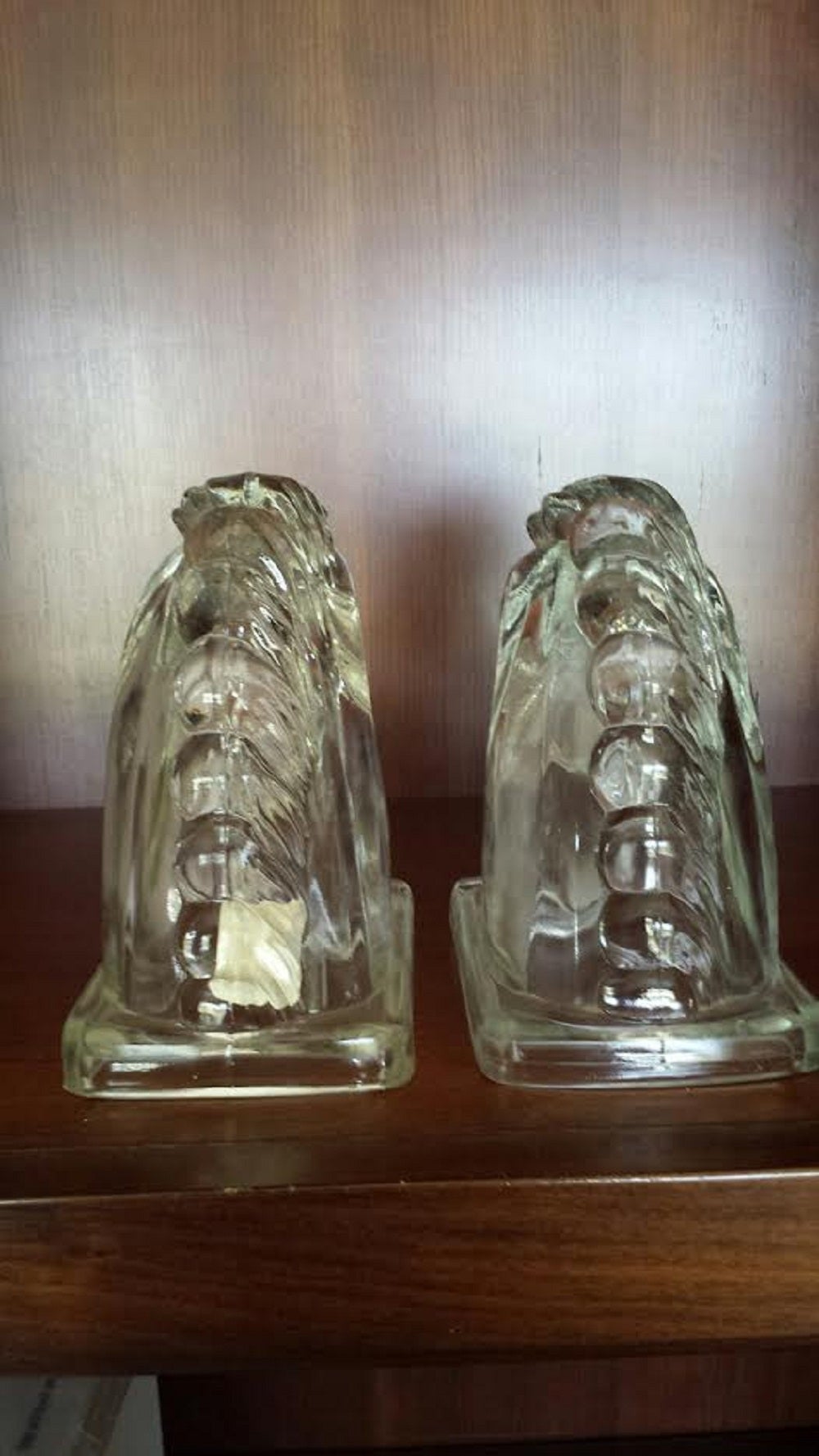 glass horse head bookends
