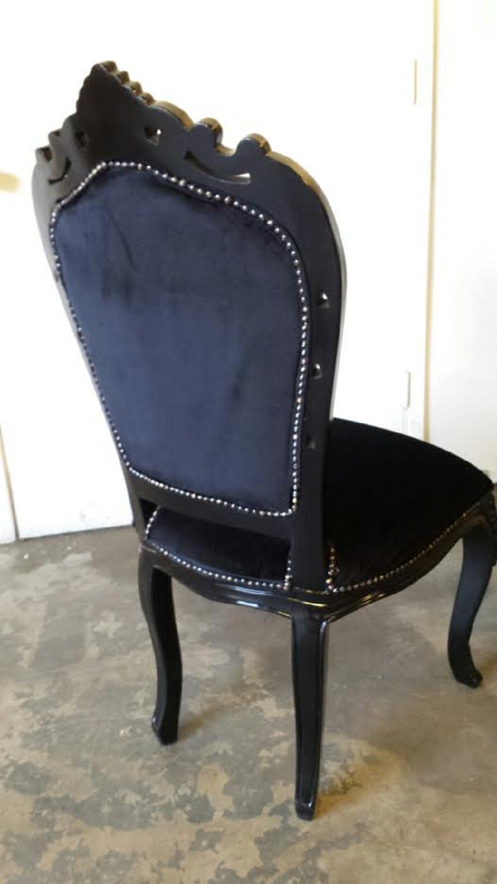 French Louis XV Rococo Style Desk Chair in Black
