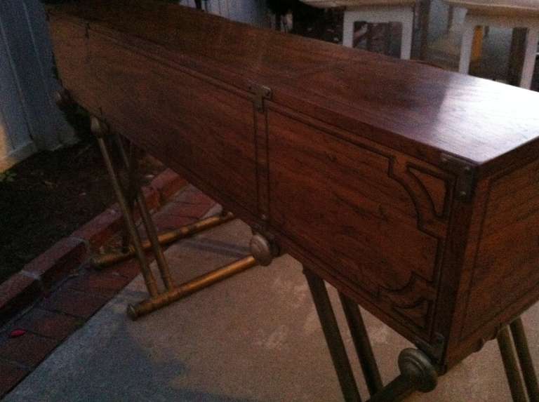 Desk, Mid Century Desk X Base by Drexel In Excellent Condition For Sale In Glendale, CA