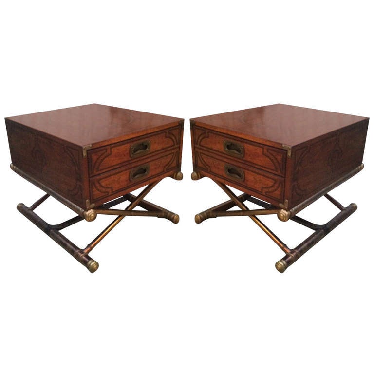 Pair of Mid Century Side Tables by Drexel X Base