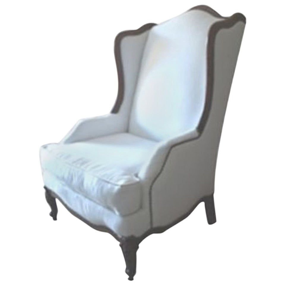 French Wing Back Chair in White