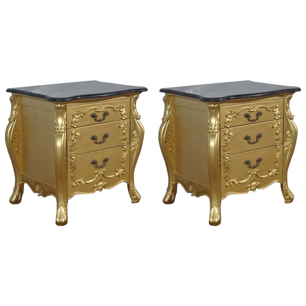 Side Tables, Pair of French Louis XV Style Nightstands For Sale