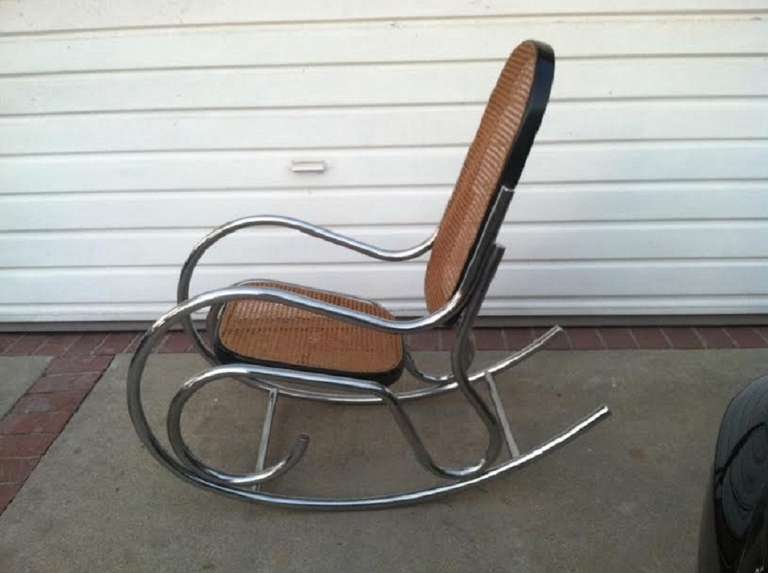 Rocking Chair Cane and Chrome In Excellent Condition In Glendale, CA