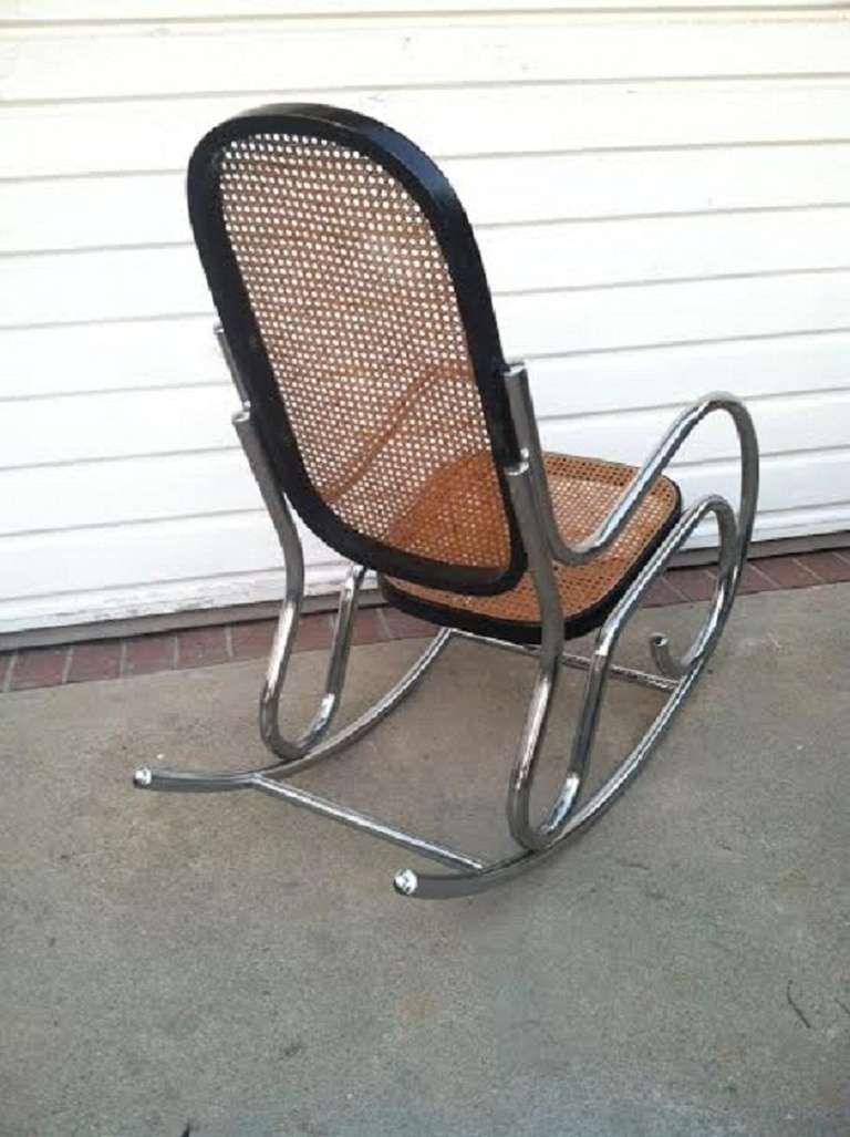 Late 20th Century Rocking Chair Cane and Chrome