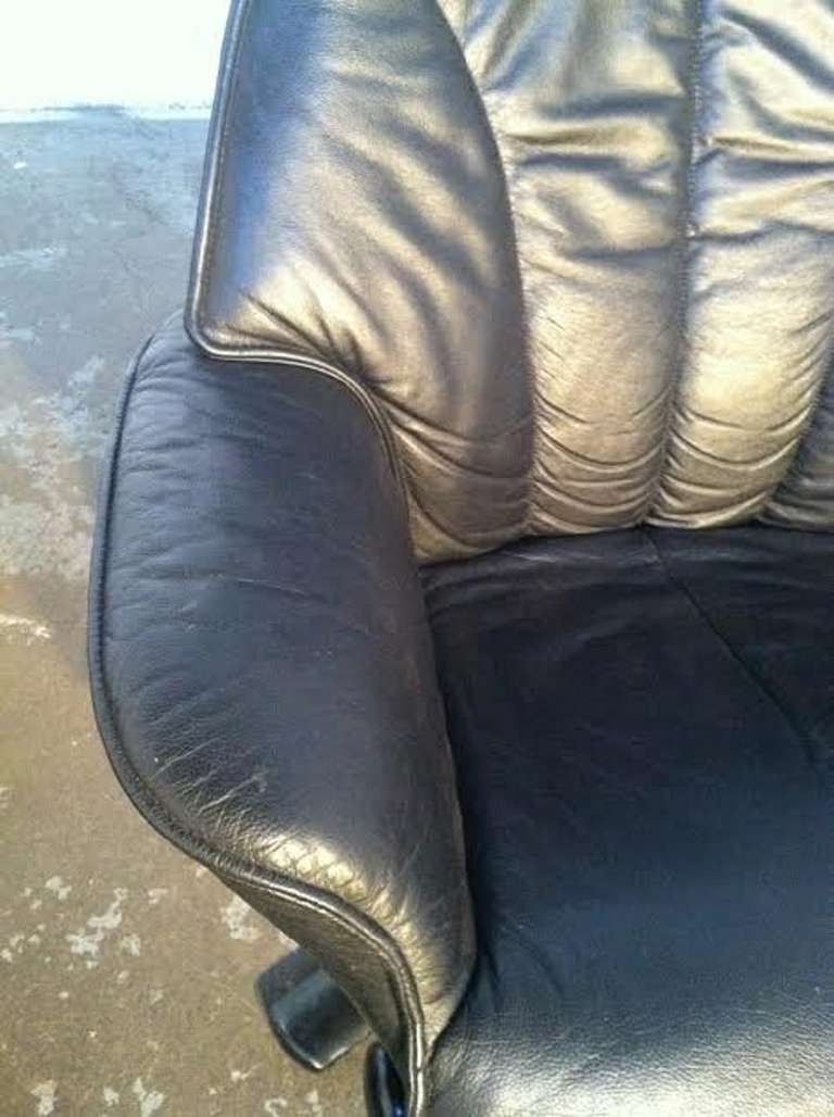 Black Leather Recliner and ottoman by Hjellegjerde Mobler 1