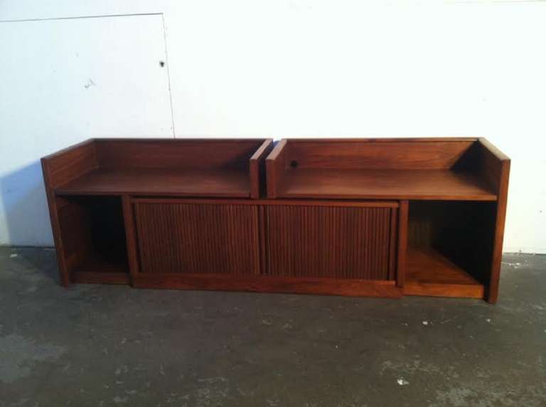 Danish Mid Century Adjustable Entertainment Cabinet Made By Barzilay In Excellent Condition In Glendale, CA