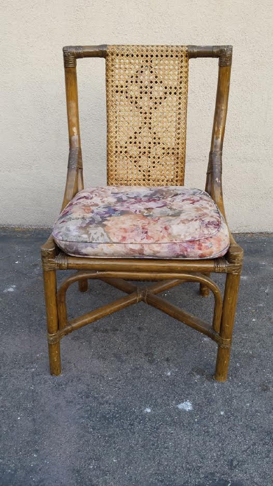 Dining Chair, Set of Four Midcentury Sculptured Bamboo Chairs
