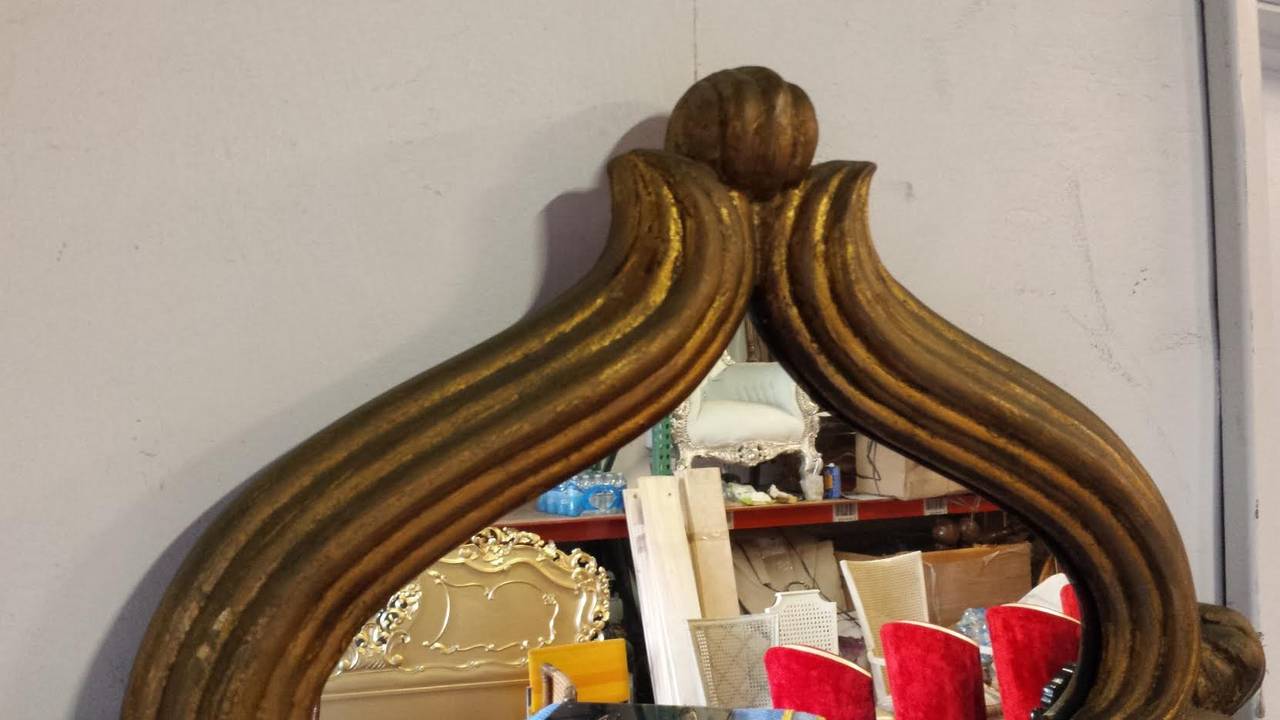 Mirror, Hollywood Regency Moroccan Style Gold Leaf Wall Mirror