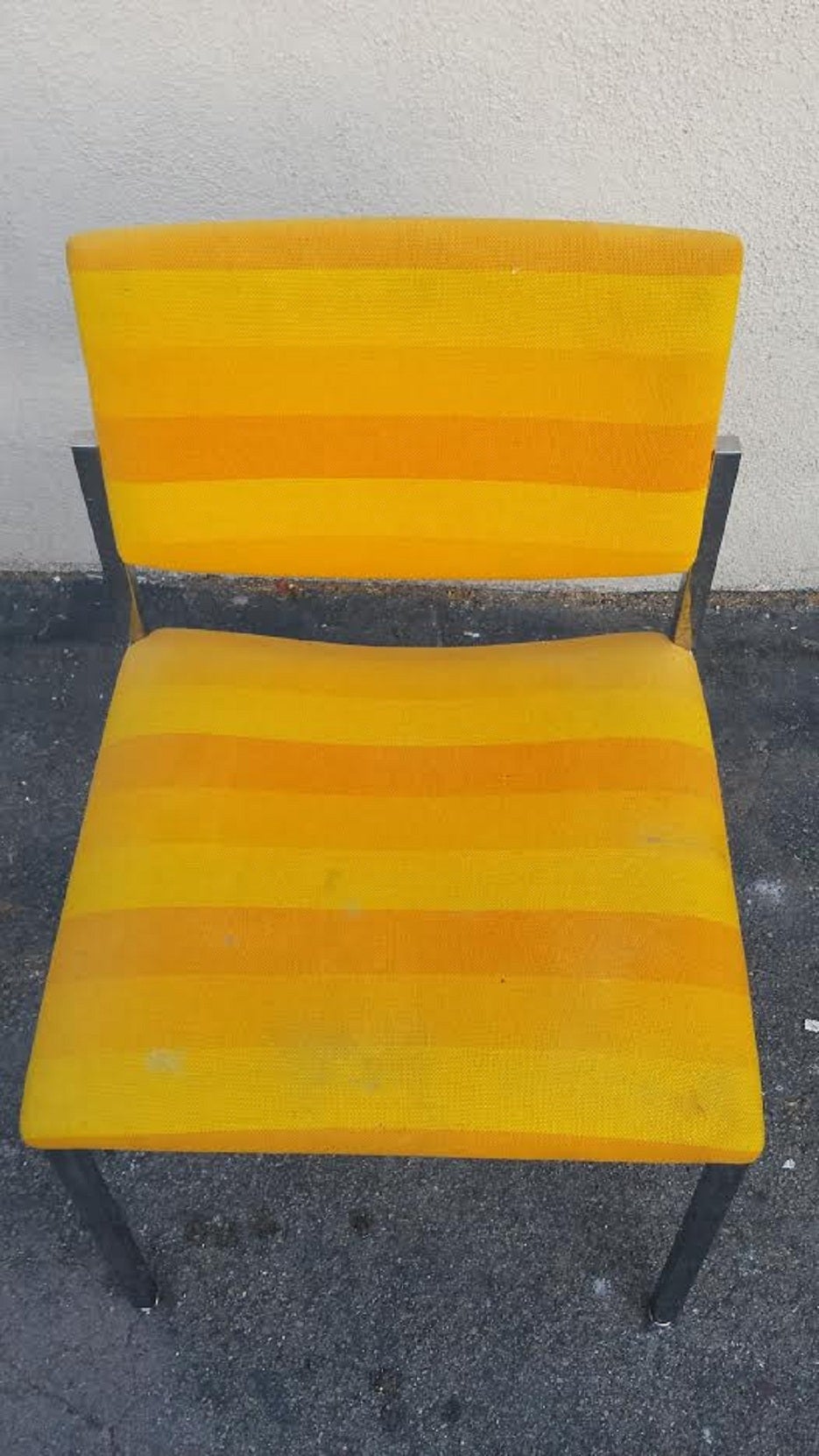 American Side Chair, Mid-Century Modern Style Striped Yellow Side Chair by Steelcase. For Sale