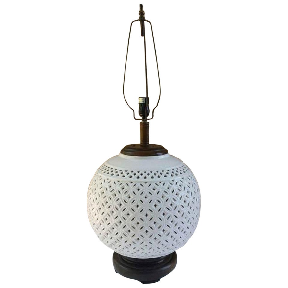 Table Lamps, Pair Large Ceramic  Blanc de Chine Lamps For Sale