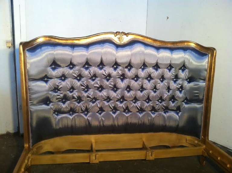 Louis XV Style King Size Bed Finished in Gold Leaf In Excellent Condition In Glendale, CA