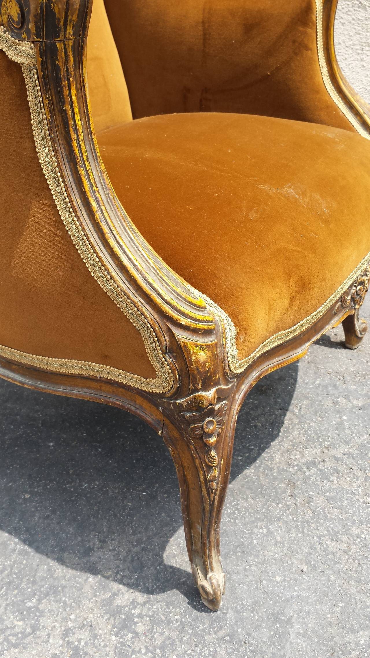 French Chair, French Louis XV Style Bergere Armchair For Sale 2