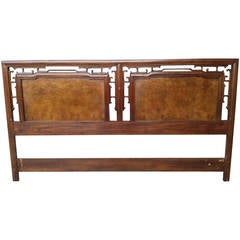 Headboard, Hollywood Regency Oriental Style King-Size Headboard by John Widdicom