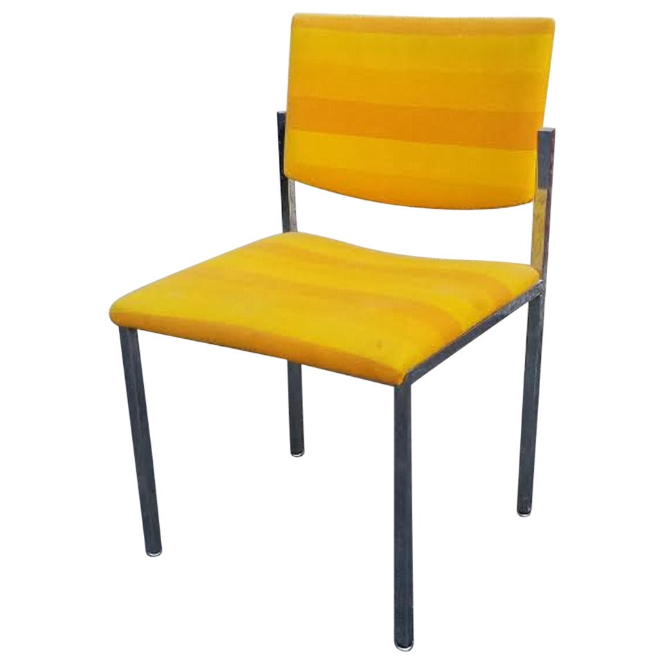 Side Chair, Mid-Century Modern Style Striped Yellow Side Chair by Steelcase. For Sale