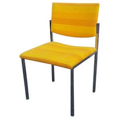 Side Chair, Mid-Century Modern Style Striped Yellow Side Chair by Steelcase.