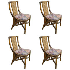 Dining Chair, Set of Four Midcentury Sculptured Bamboo Chairs