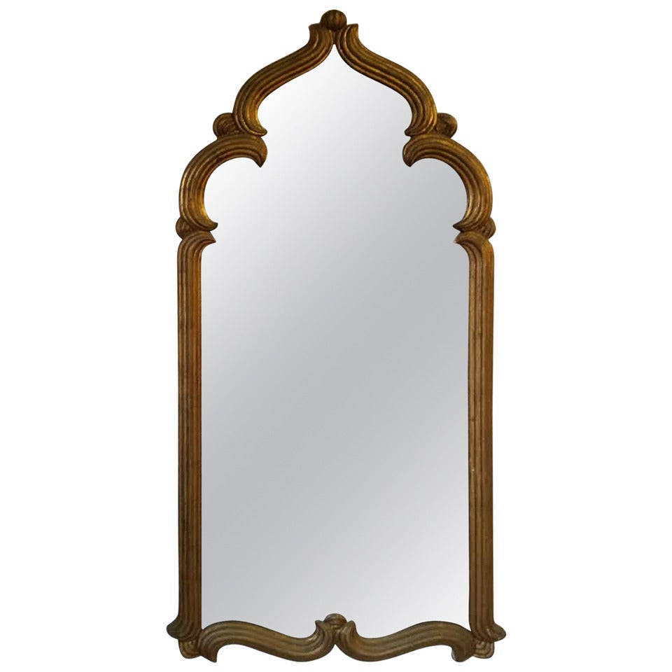 Mirror, Hollywood Regency Moroccan Style Gold Leaf Wall Mirror at 1stdibs