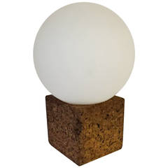 Table Lamp, Mid-Century Modern Cork Base Glass Table Lamp