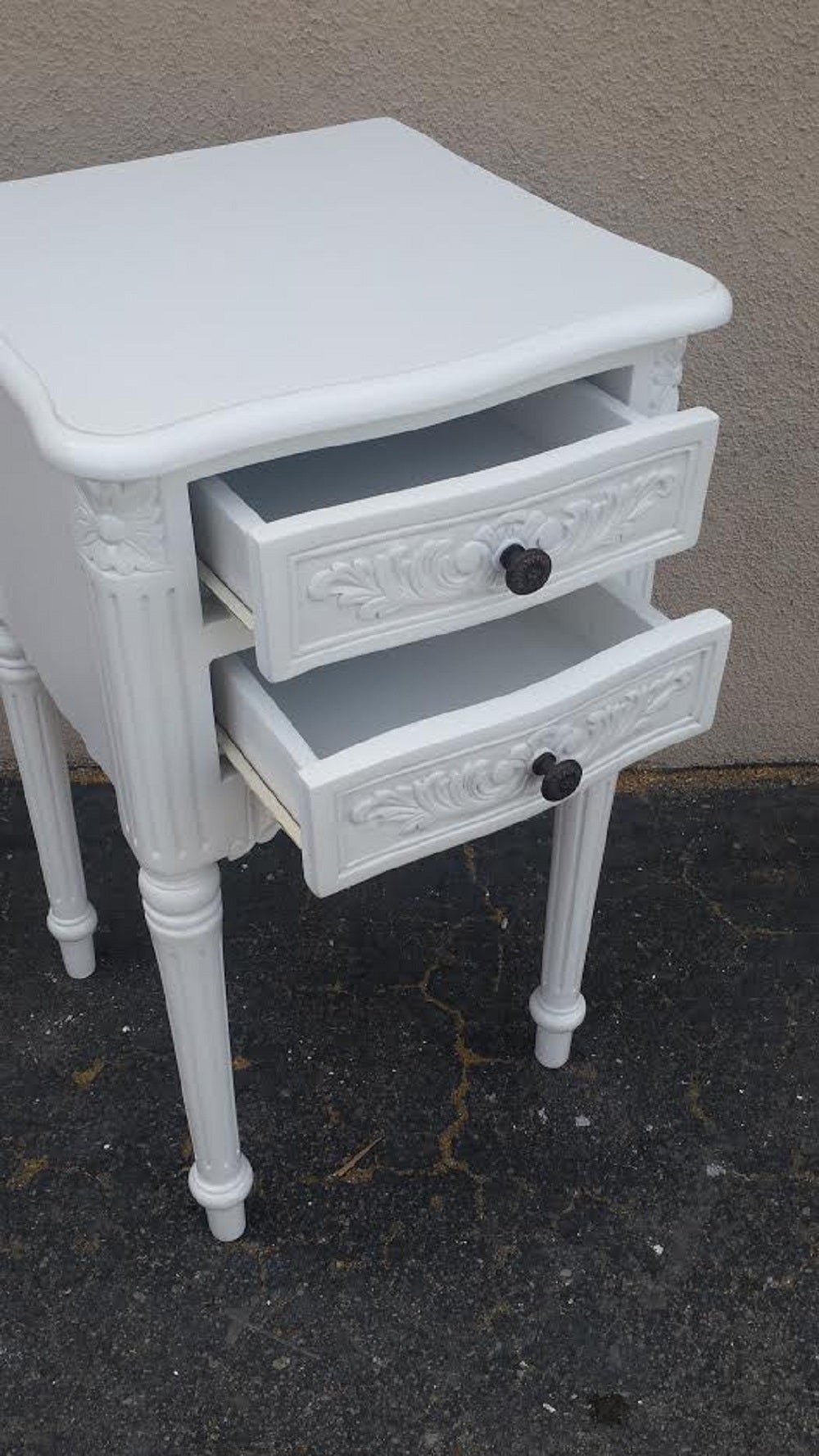 Side Tables, Pair of French Louis XV Style White Side Tables or Night Stands