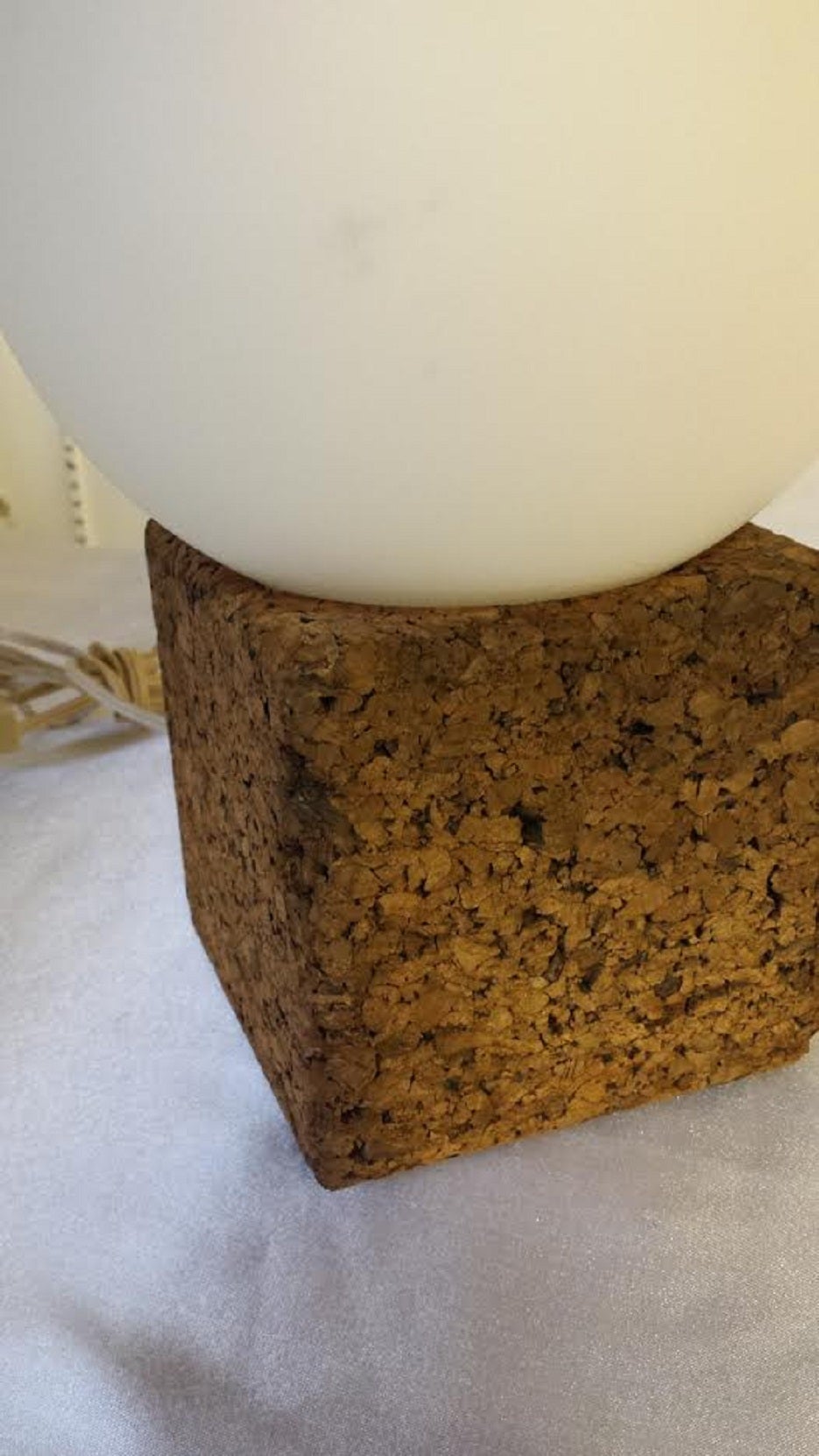 Table Lamp, MidCentury Modern Cork Base Glass Table Lamp at 1stDibs