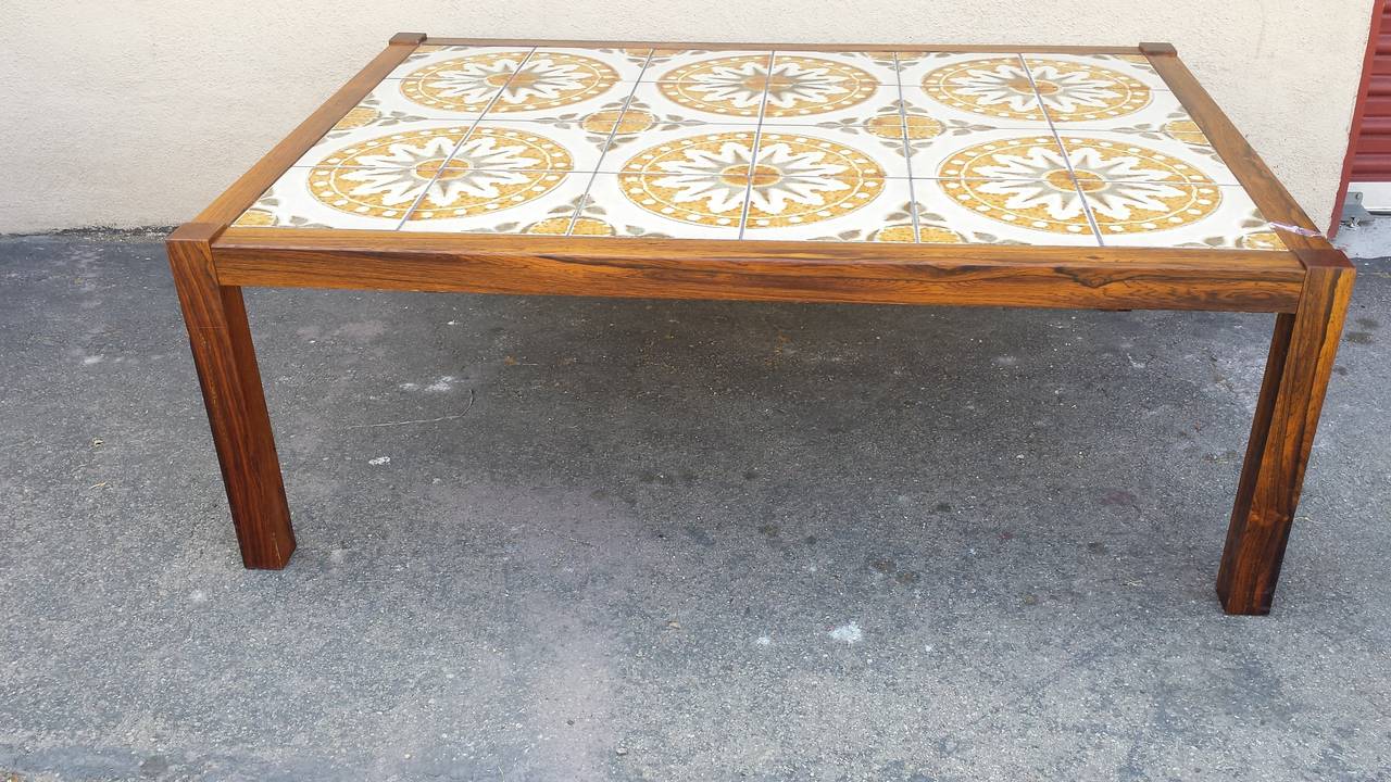 Coffee Table, Mid Century Tile-Top Coffee Table