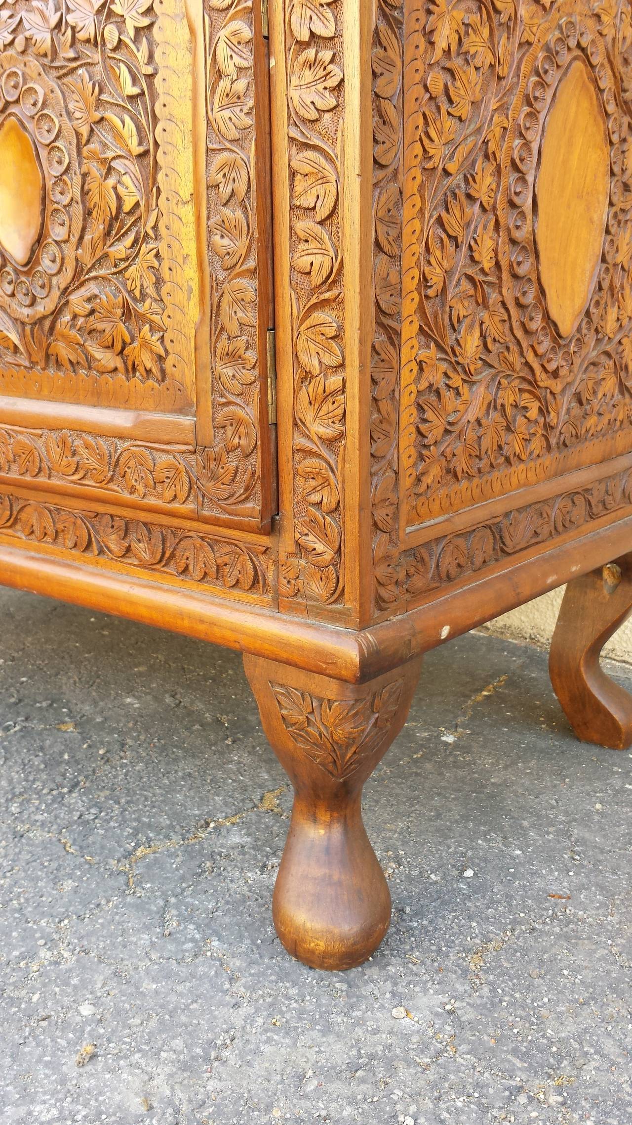 Bar Chest,  Unique Oriental Asian Style Carved Pop Up Bar Cabinet For Sale 1