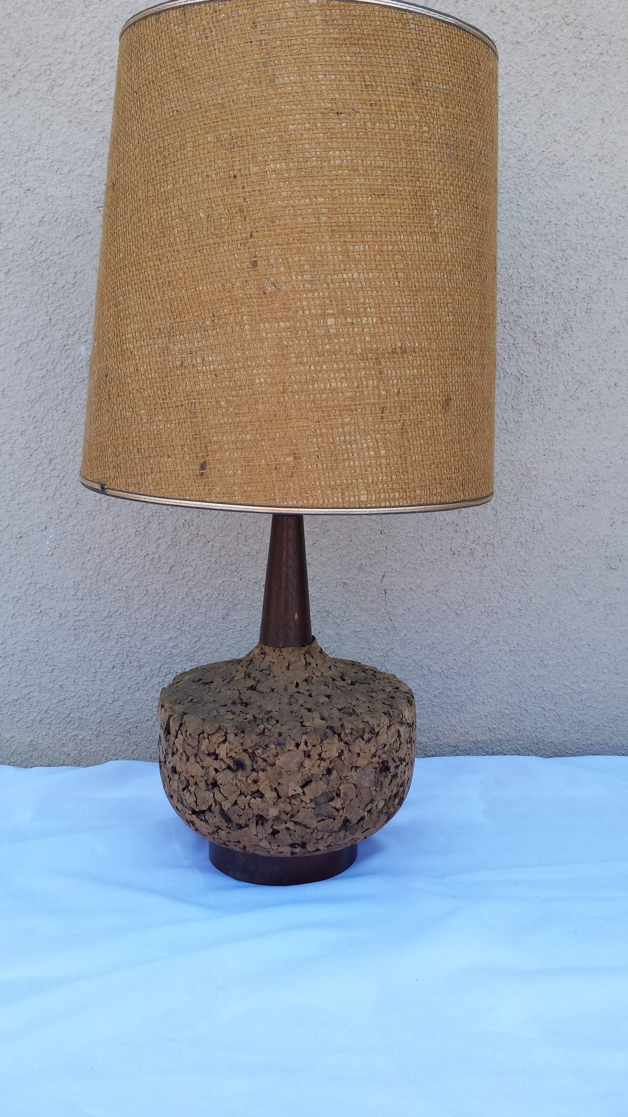 Midcentury Danish Cork Lamp For Sale 1