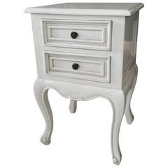 French Provincial Farm House Style Antique White Side Table or Night Stand