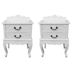 French  Tables, Pair of French Louis XV Style White Side Tables or Night Stands