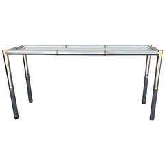 Console Table, Mid Century Chrome Console or Sofa Table with Glass Top