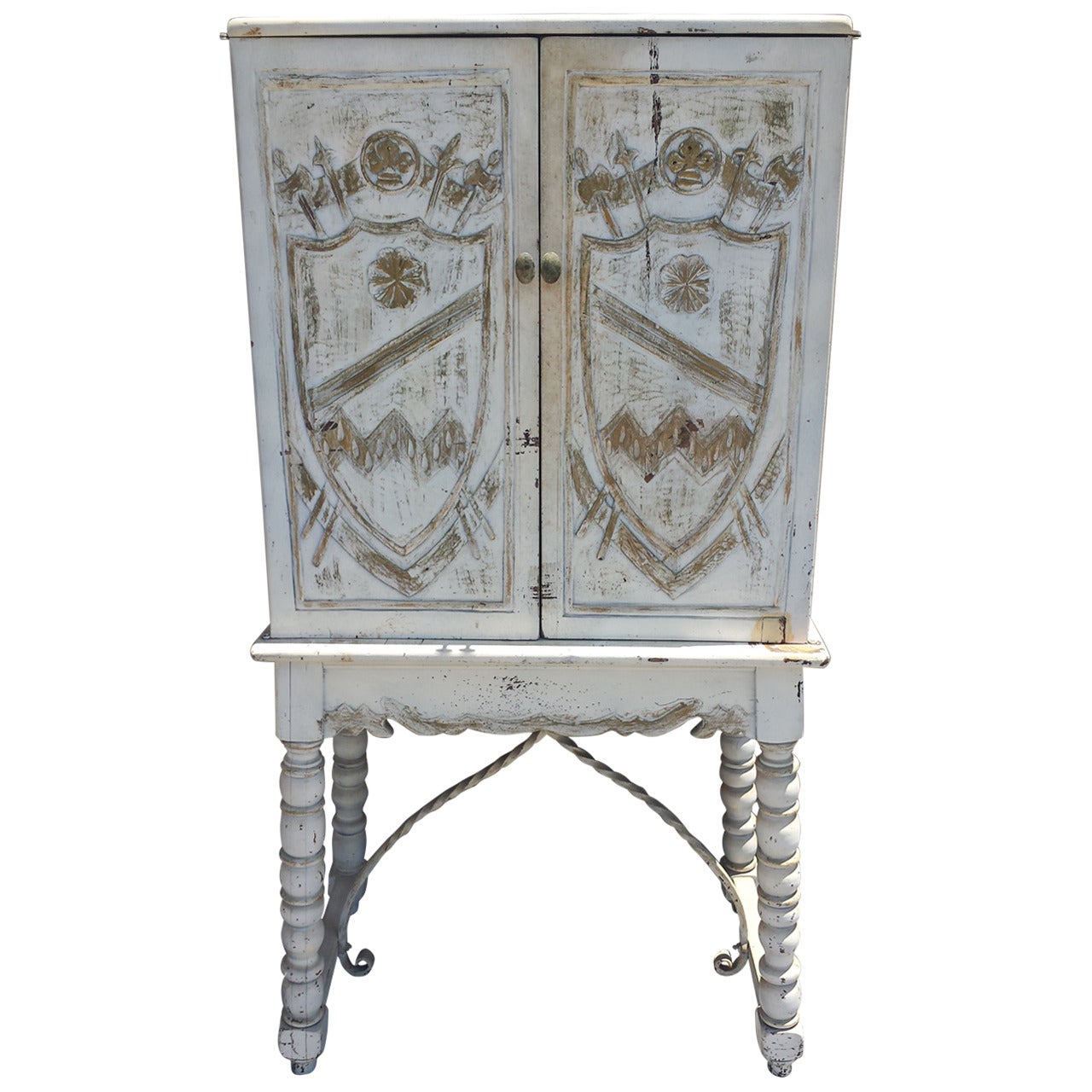  English Country Painted Cabinet on Stand For Sale