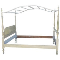 Retro Canopy Bed, Painted French Provincial Country Style Canopy Bed, Full-Size
