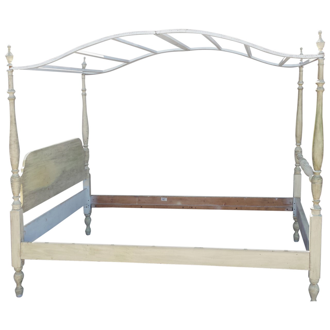 Canopy Bed, Painted French Provincial Country Style Canopy Bed, Full-Size