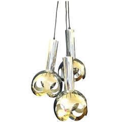 Set of Three Suspended Chrome Lights Set of Three Suspended Chrome Lights