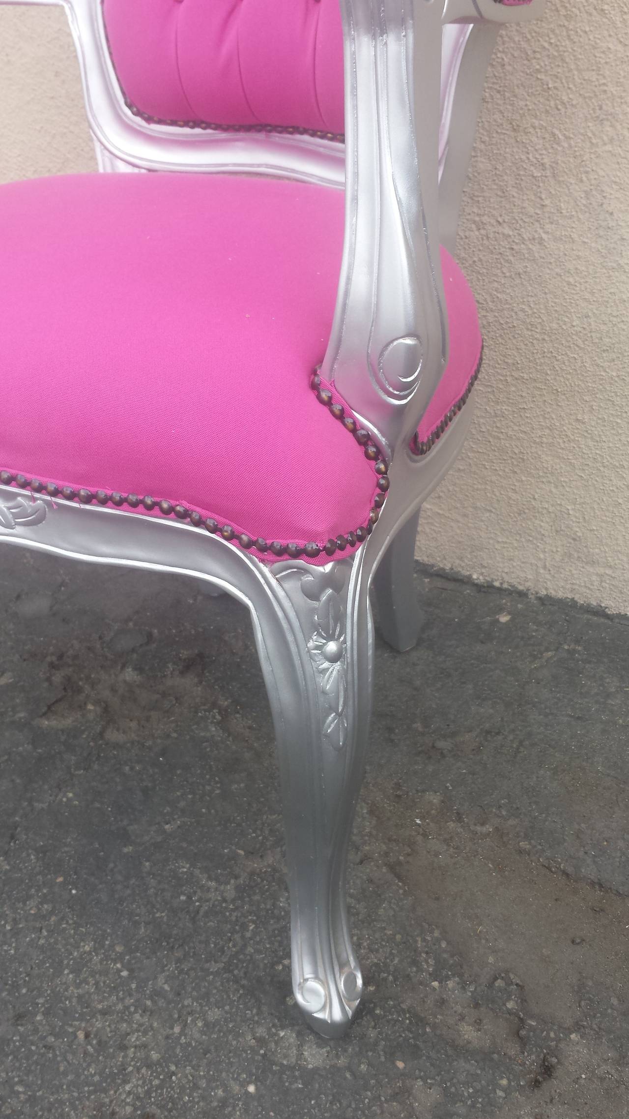 20th Century French Chair, Pair French Louis XV Style Pink Armchairs