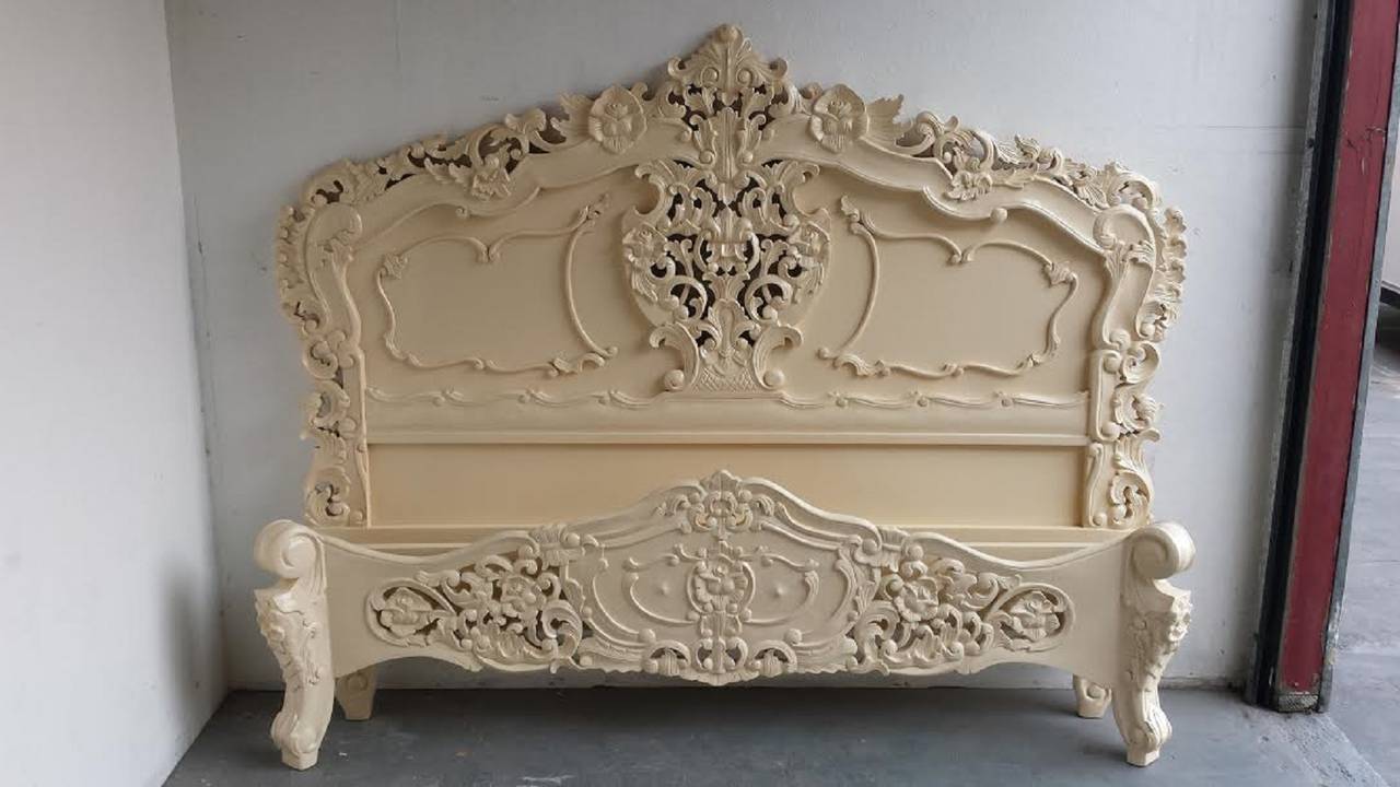 French Rococo or Louis XV Style Queen Size Bed 1