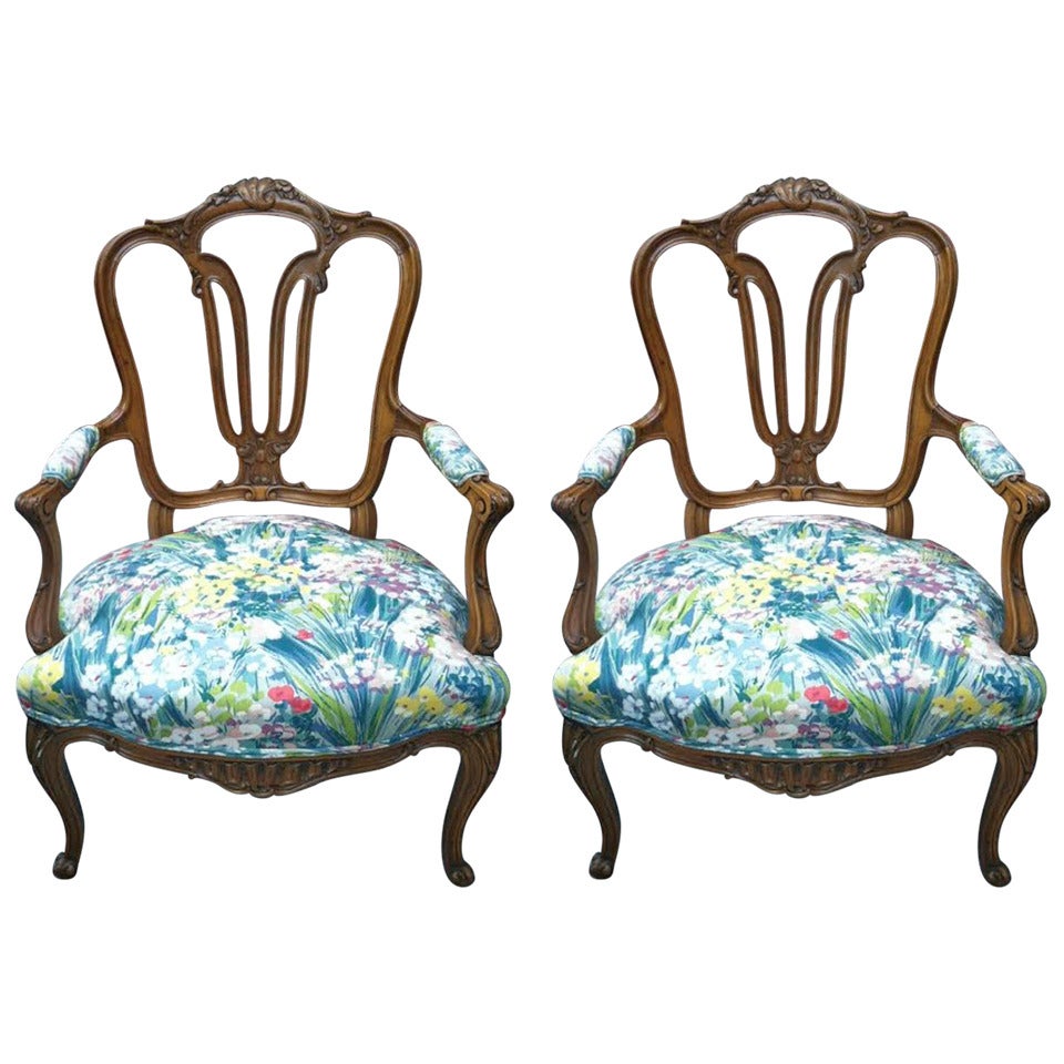 Pair French Armchairs For Sale