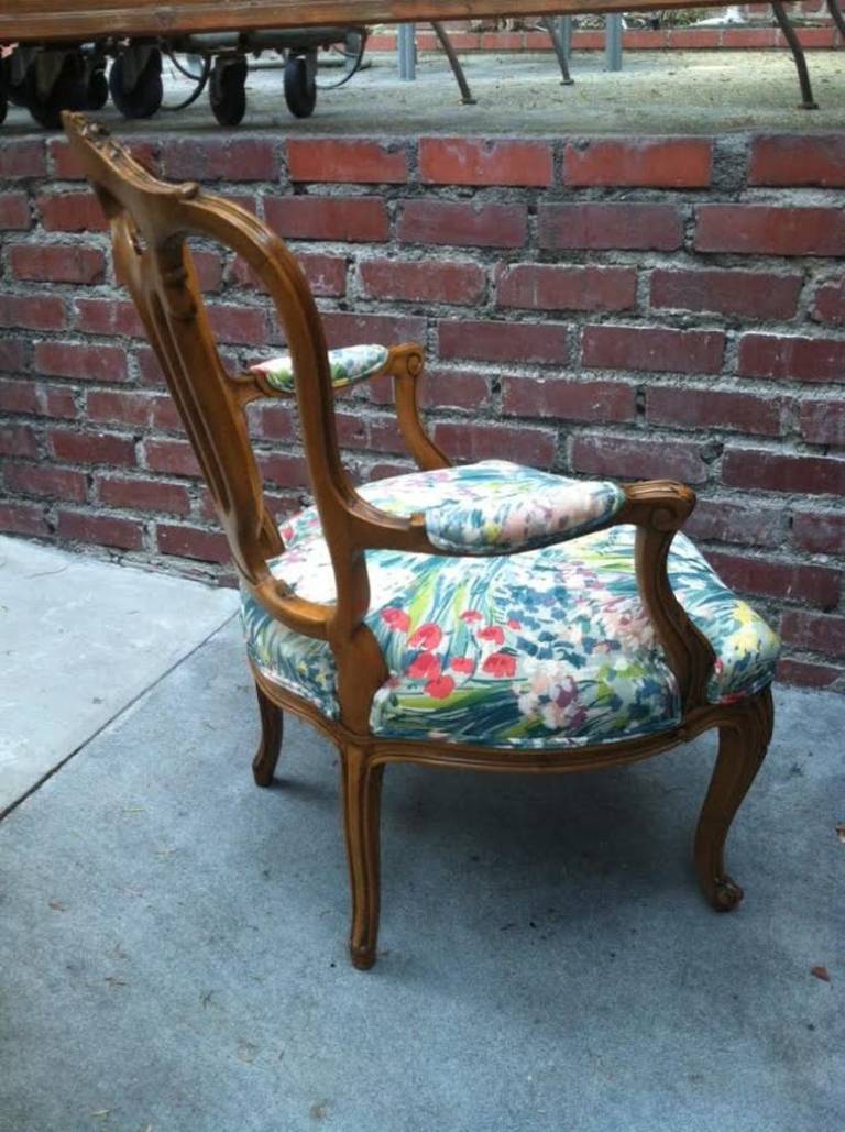 Cotton Pair French Armchairs For Sale