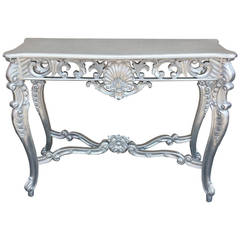 French Console, French Louis XV Style Hand-Carved Console Table