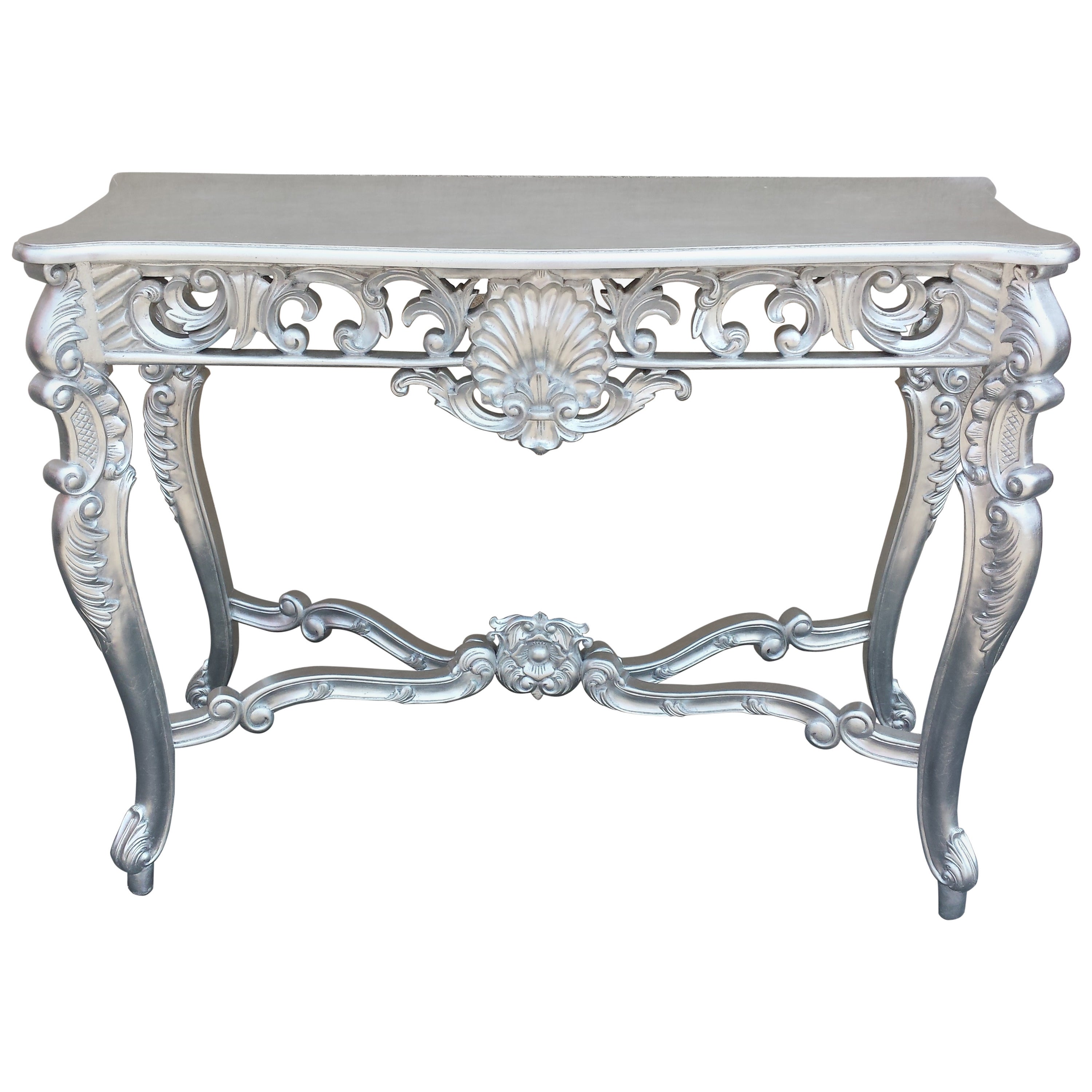 French Console, French Louis XV Style Hand-Carved Console Table For Sale