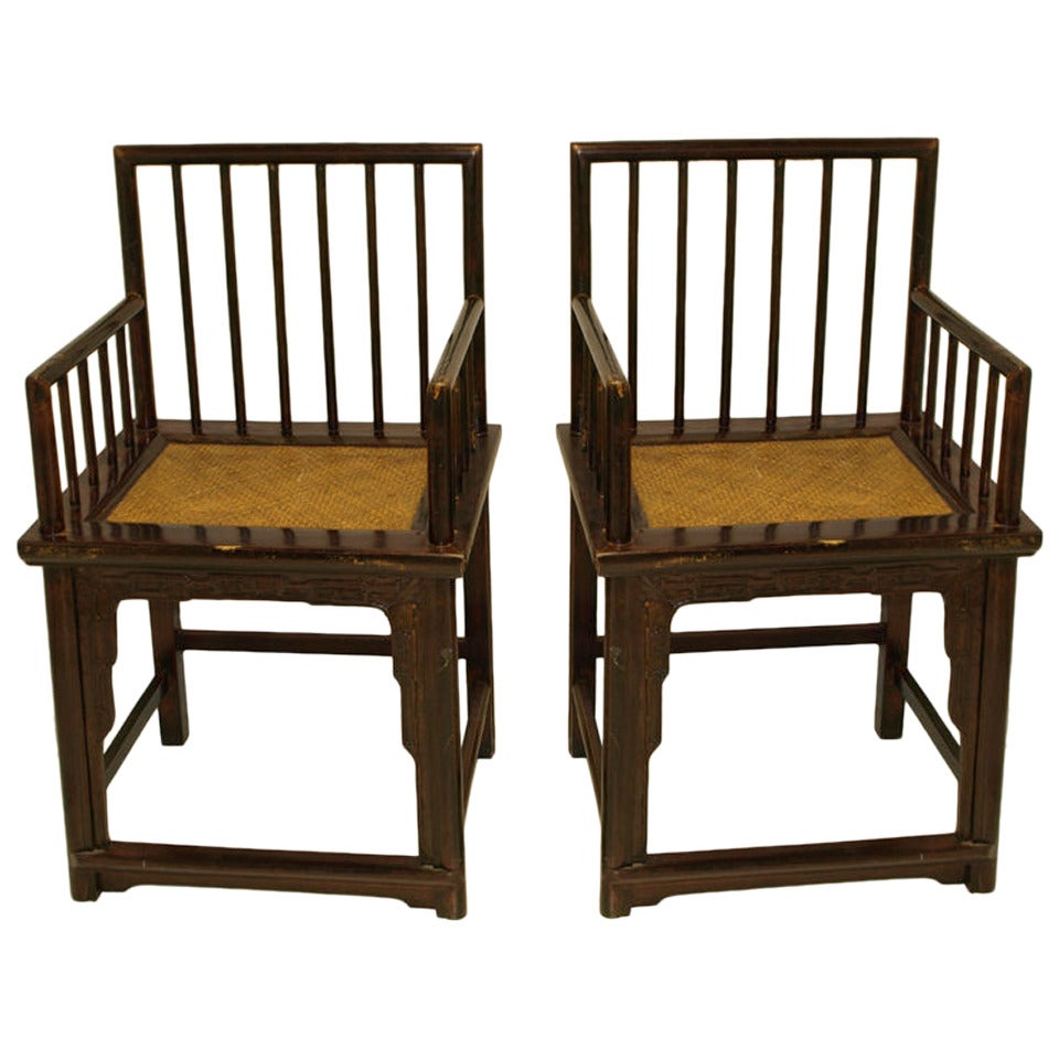 Arm Chair, Pair of Chinese Armchairs in Huanghuali Style For Sale