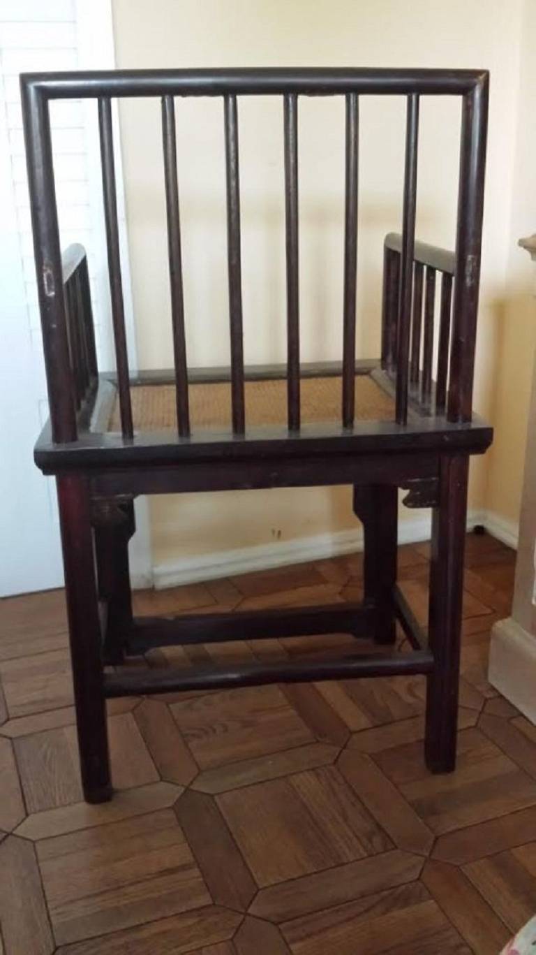 Chinese Chippendale Arm Chair, Pair of Chinese Armchairs in Huanghuali Style For Sale