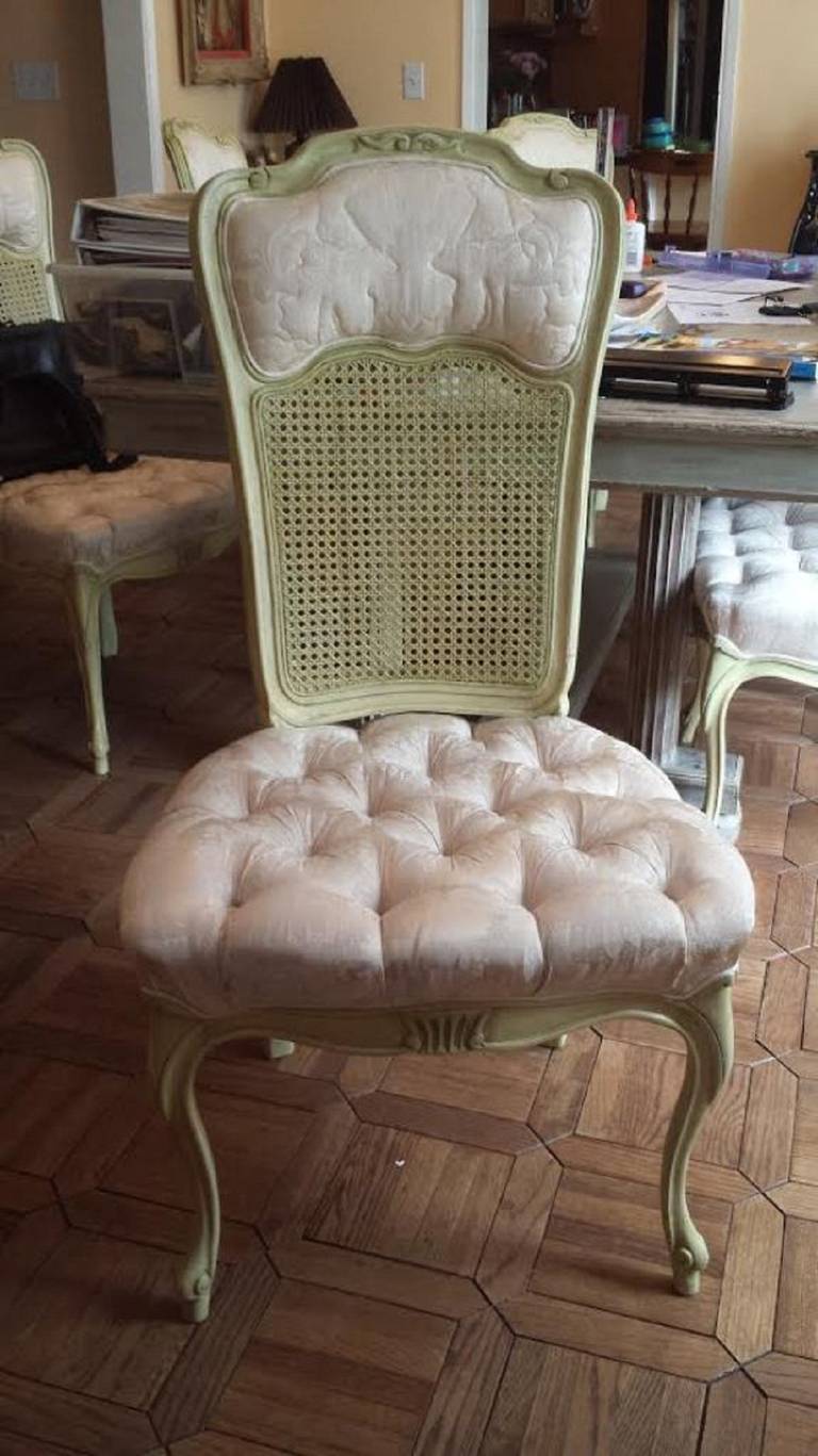 Dining Chairs, French Louis XV Style Cane Chairs Set of 8