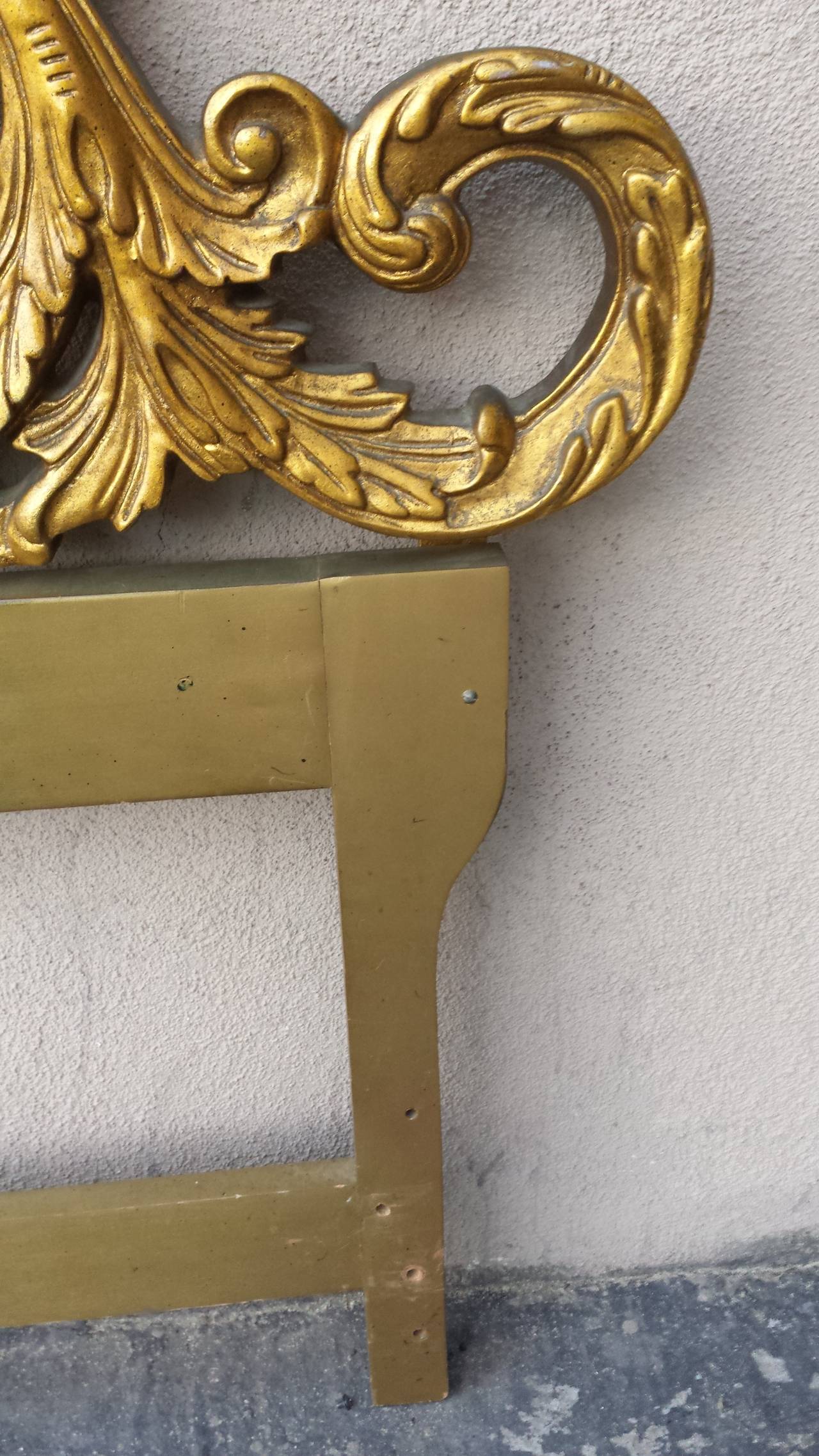 Hollywood Regency Headboard, King-Size Sculptured Brass Headboard For Sale